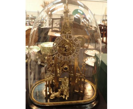 Victorian Scott memorial clock 12 cm pierced Roman dial framing a single fusee five pillar timepiece movement with wheels of 