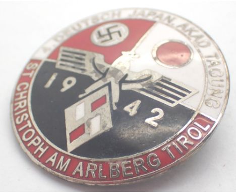 German WWII brass and enamel day badge