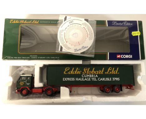 Corgi CC13101 1/50 scale  Volvo F88 box trailer Eddie Stobart No. 4367/5400 limited edition certificate and wing mirrors boxe