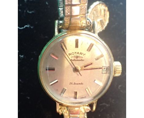 Ladies Rotary gold plated wristwatch on expanding strap 