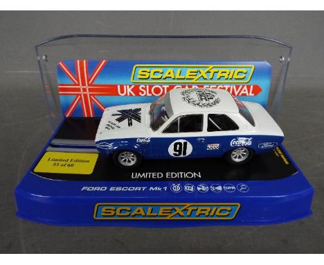 Scalextric -a 1:32 scale Scalextric UK Slot Car Festival Limited Edition Ford Escort Mk 1 1970 Calder Park Alan Moffat #C3672
