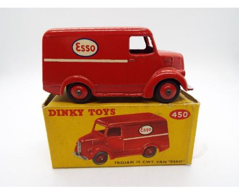 Dinky Toys - A boxed Dinky Toys # #450 Trojan Van 'Esso'. The model in red with silver trim, red ridged hubs and smooth tyres