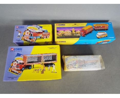 Corgi Classics - A collection of 4 x boxed Showmans Range vehicles including # 97957 ERF 8 Wheel Rigid Truck in Chipperfields