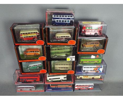 EFE, Corgi Original Omnibus - 17 boxed diecast model buses in 1:76 scale. Lot includes Corgi OO #43115 Leyland Minx Mk.I PMT 