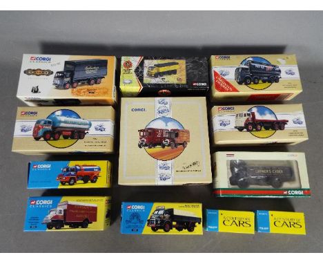 Corgi Classics - 12 boxed diecast vehicles from various Corgi ranges. Lot includes CC13310 Austin 4 Wheel Dray and Crates ' G