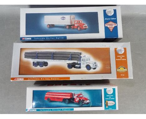 Corgi - Three 1:50 scale Limited Edition diecast American Trucks from Corgi. Lot consists of #56204 Diamond T620 Semi Skirted