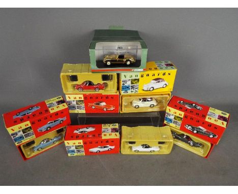 Corgi Vanguards - 6 x boxed models including # VA07100 Morris Minor Convertible in Cream &amp; Maroon, # VA05007 50th Anniver
