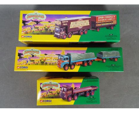 Corgi Classics - 3 x boxed Showmans Range models including # 21701 AEC Closed Pole Truck with Trailer, # 24401 Leyland 8 Whee