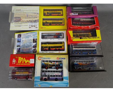 Drumwell, Corgi, Britbus,CSM - Nine boxed diecast 1:76 scale model buses / sets. Lot includes Drumwell DW10204 Dragon Dennis 