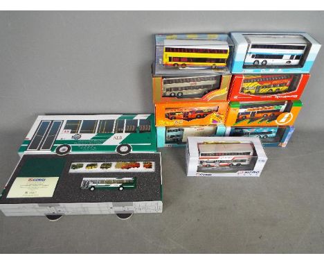 Corgi, CMB, KMB - 10 boxed diecast 1:76 scale model buses. Lot includes Corgi Limited Edition #42814 Dennis Dart SLF 25th Ann