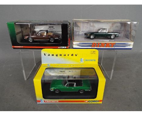 Corgi Vanguards - Matchbox Dinky - 3 x boxed Triumph Stag models including # VA10104 a limited edition in Russet Brown number