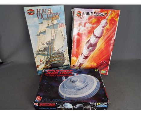 Airfix - AMT - 3 x boxed model kits, # 09170 Apollo Saturn V in 1:144 scale, # 09252-6 H.M.S. Victory, # 8001 Star Trek U.S.S