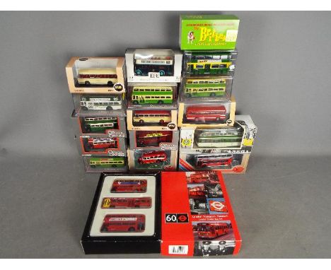 Corgi Original Omnibus, EFE, Oxford Diecast, Britbus  - 16 boxed diecast model buses and a tram. Lot includes Britbus AN2-001