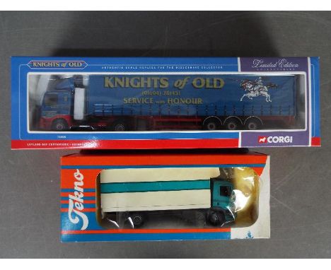 Corgi, Tekno - Two boxed 1:50 scale diecast model trucks, including a Corgi #75405 Leyland DAF Curtainside appears Mint in Ex