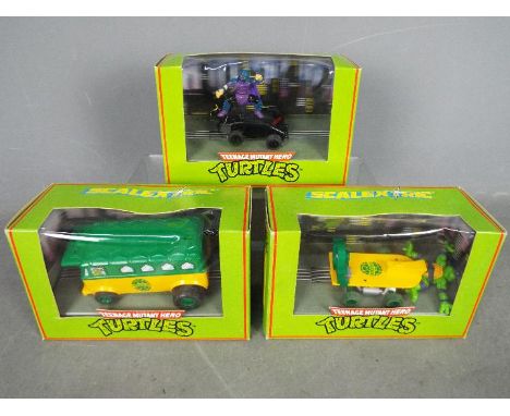 Scalextric by Hornby - three Teenage Mutant Hero Scalextric models comprising C.134 Shredder, C. 421 Turtle Party Wagon and C