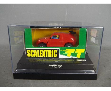 Scalextric - a Scalextric Vintage 4 x 4 Racing System Mitsubishi Pajero TT 1993, No 0602, appears mint in perspex display cas