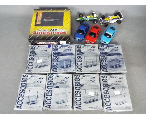 Hornby Slot Cars  - a lot to include seven GB Track Accessory kits, a Linea Fly Car Model Accessory Set  #79756, two Formula 