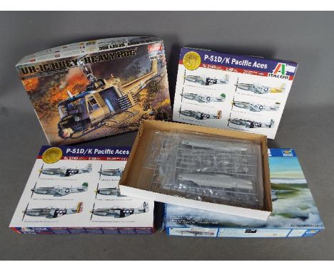 Italeri - Trumpeter - Academy - A collection of 4 x boxed military aircraft model kits in various scales including # 2199 UH-