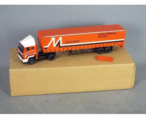 Alan Smith, ASAM Models - A 1:48 scale white metal Leyland Roadtrain 4x2 tractor unit with curtainside trailer in livery of '