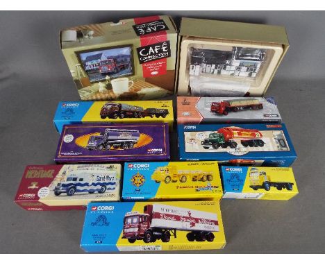 Corgi - Nine boxed vehicles from various Corgi ranges. Lot includes Corgi Classics #16306 Scammell Highwayman Tanker 'Shell /