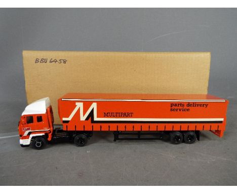 Alan Smith - A boxed 1:48 scale white metal Leyland Roadtrain 4x2 tractor unit with curtainside trailer in livery of 'Multipa