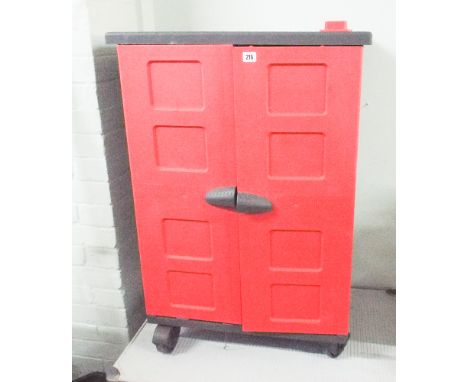 Plastic storage box or tool box on wheels 