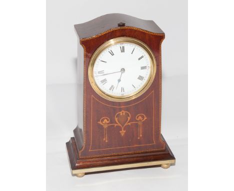 Edwardian mantel clock in inlaid mahogany case 
