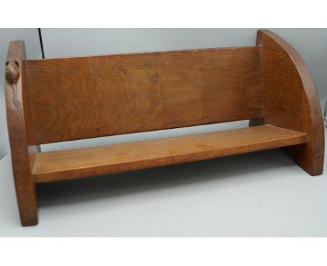 Robert Mouseman Thompson of Kilburn - oak book trough, curved ends, carved with signature mouse, W45.5cmShipping £48.00 plus 