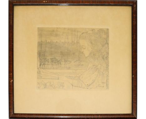 Jan Toorop (Dutch, 1858-1928); Charley Voor Het Raam (Charley am Fenster), monochrome etching, 11.5cm x 13.5cmShipping £38.00