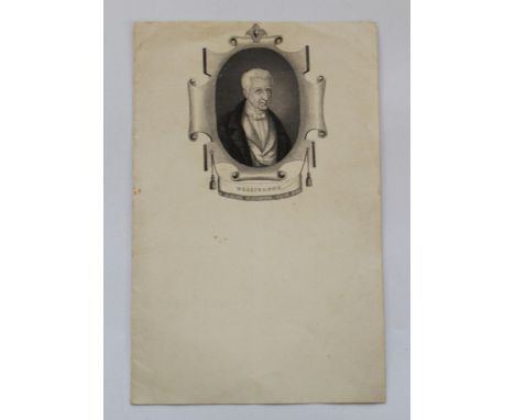 Duke of Wellington's personal stationery. Portrait of Wellington (elderly image) on personal, blank sheet of bi-fold notepape