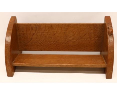 Robert Mouseman Thompson of Kilburn - an adzed oak book trough carved with signature mouse, W46cm D20cm H20cmShipping £48.00 