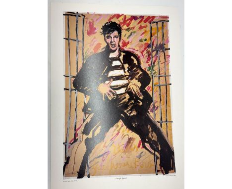 Oxtoby's Legends (Pop Art); Elvis Priestley, Gene Vincent and Buddy Holly, signed Lithographs by David Oxtoby, max 90cmx60cm 