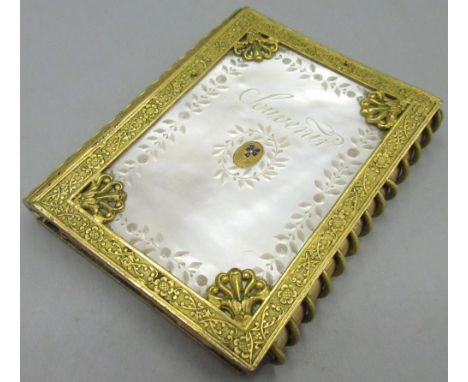 Palais Royal souvenir note book / calendar for 1822, the covers with central gilt metal and enamel flower decorated oval set 
