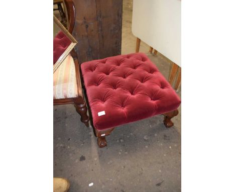 Georgian style button upholstered foot stool with ball and claw feet