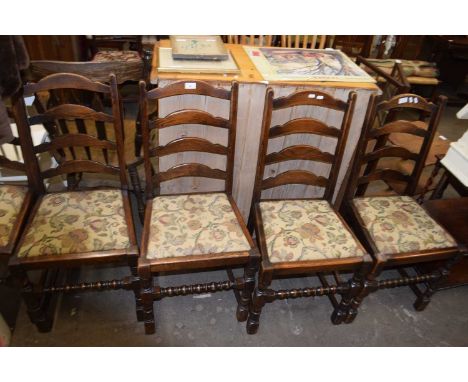 Set of five ladder back kitchen chairs