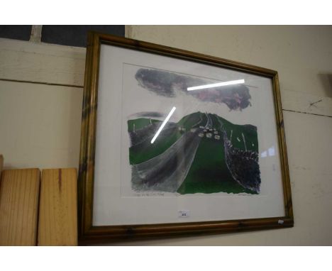 Bernard Cheese, Sheep on the Coal Road, limited edition print, no 24 of 25, framed and glazed