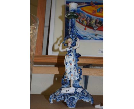 Continental porcelain figural candlestick