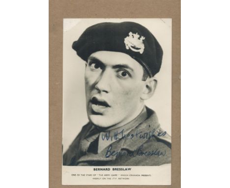 Carry on star Bernard Bresslaw signed vintage 6 x 4 inch b/w promo photo for The Army Game. Bernard Bresslaw (25 February 193