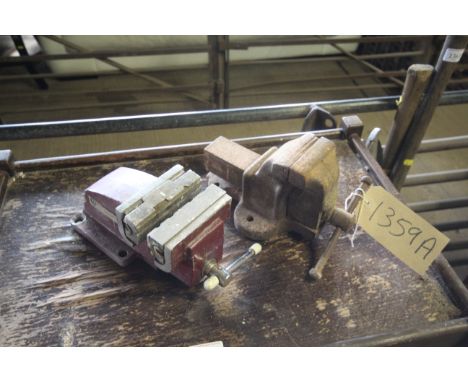 A Spear & Jacksons bench vice together with a no. 1 bench vice