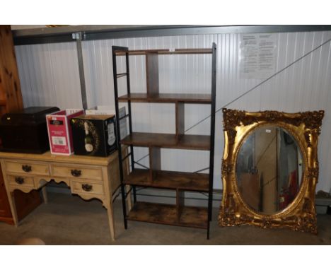 A modern metal framed shelf unit