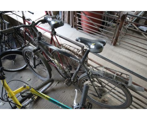 A men's Giant Boulder bicycle with front and rear mud guards, 3 x 8 speed guards, rear pannier rack