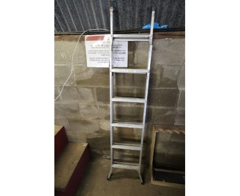 A folding metal ladder