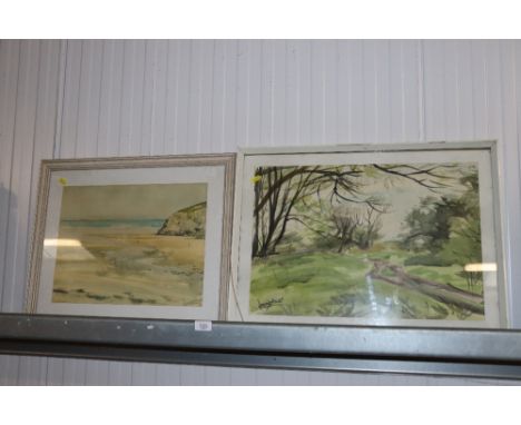Dennis James watercolour study of seascape and another 'Elaine to the Wash Essex'