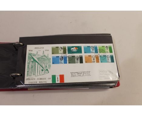 Eight albums of first day covers, including Ireland (Wolfe Tone, Air Mail Definitive 1965, Easter Rising 1916-1966 etc), Isle