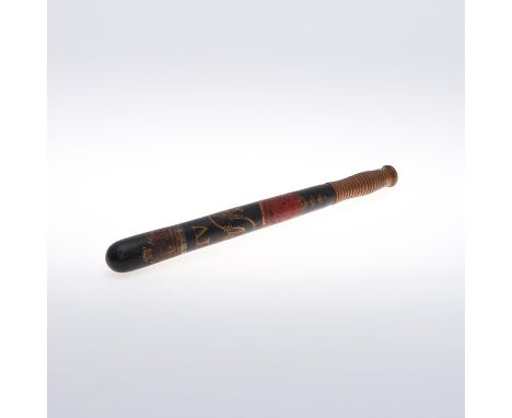 A 19thc painted truncheon with turned handle, marked with a Royal Crest and WR cypher, IV, and Special Constable. 45cms long.