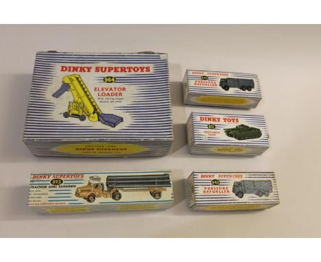 A boxed 893 Unic Pipe Transporter, also with 642 RAF Pressure Refueller (x2), 651 Centurion Tank and 964 Elevator Loader. (5)
