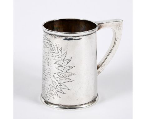 A silver tankard inscribed 'Bedford Regatta Senior Fours, Won by Kingston R C, July 1891, and a list of names including E T F