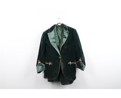 Including a green velvet smoking jacket with rope effect embroidered detailing to the jacket and sleeves, a green velvet  smo