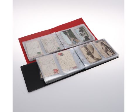 Two albums with a variety of Great Britain cards including Scotland, Edinburgh, Thurso, Crieff, Glasgow, Prestwick etc, also 