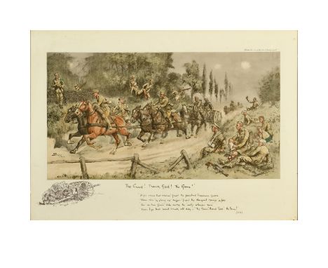 Colour reproduction, finished by hand, laid down onto support sheet, with printed remarque, not signed in pencil, published b